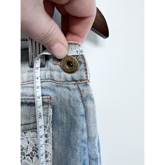 D&G Dolce & Gabbana Italia Vintage Y2K Jean Mini Skirt Sz 30 Lace 2005 Preppy - Picture 14 of 16